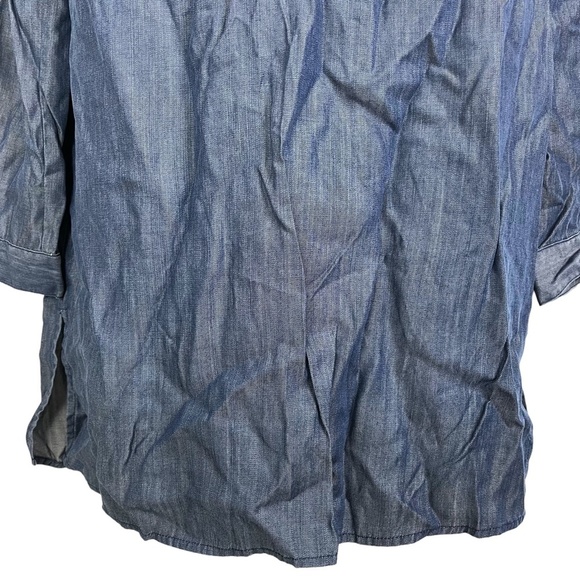 HONEY PUNCH Denim Chambray Long Sleeve Shirt Style Tunic V-Neck Dress sz Small S - Picture 4 of 16